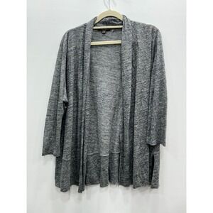 Repeat The Shirt Cardigan Womens Medium Gray Open Front Long Sleeve Knit Sweater